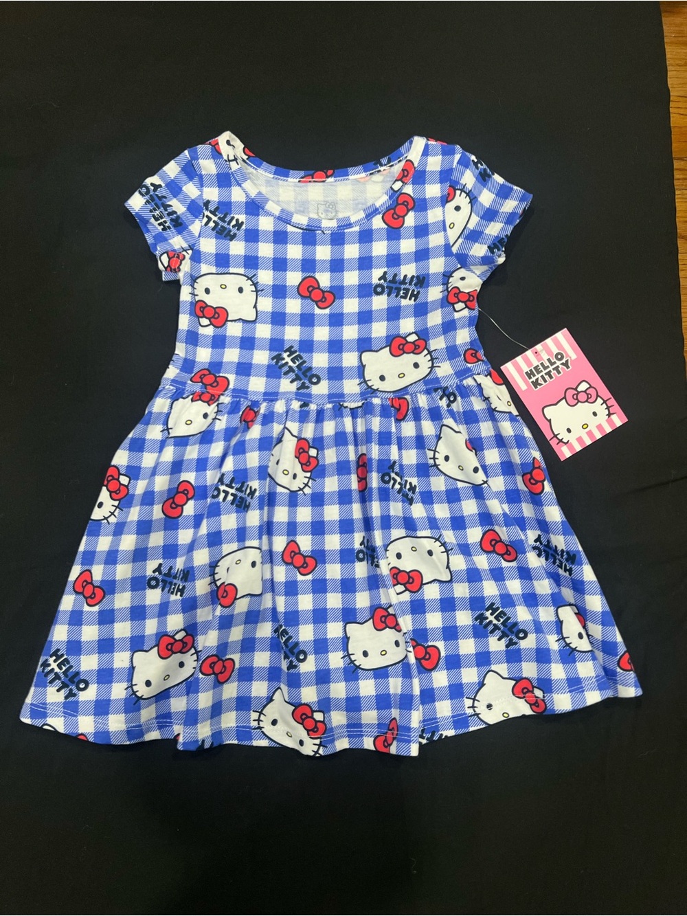 Hello Kitty Blue Gingham Top with Red Bow Accents